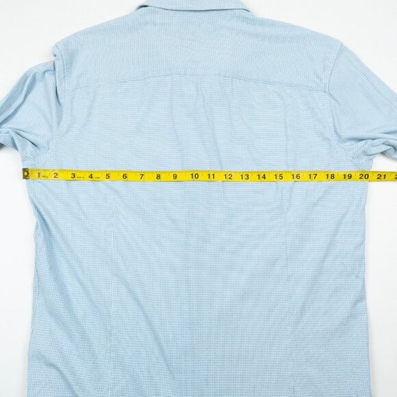 Buttercloth Icy Cotton Shirt Men Large Slim Fit Blue Geometric Stretch Button-Up - Picture 11 of 13